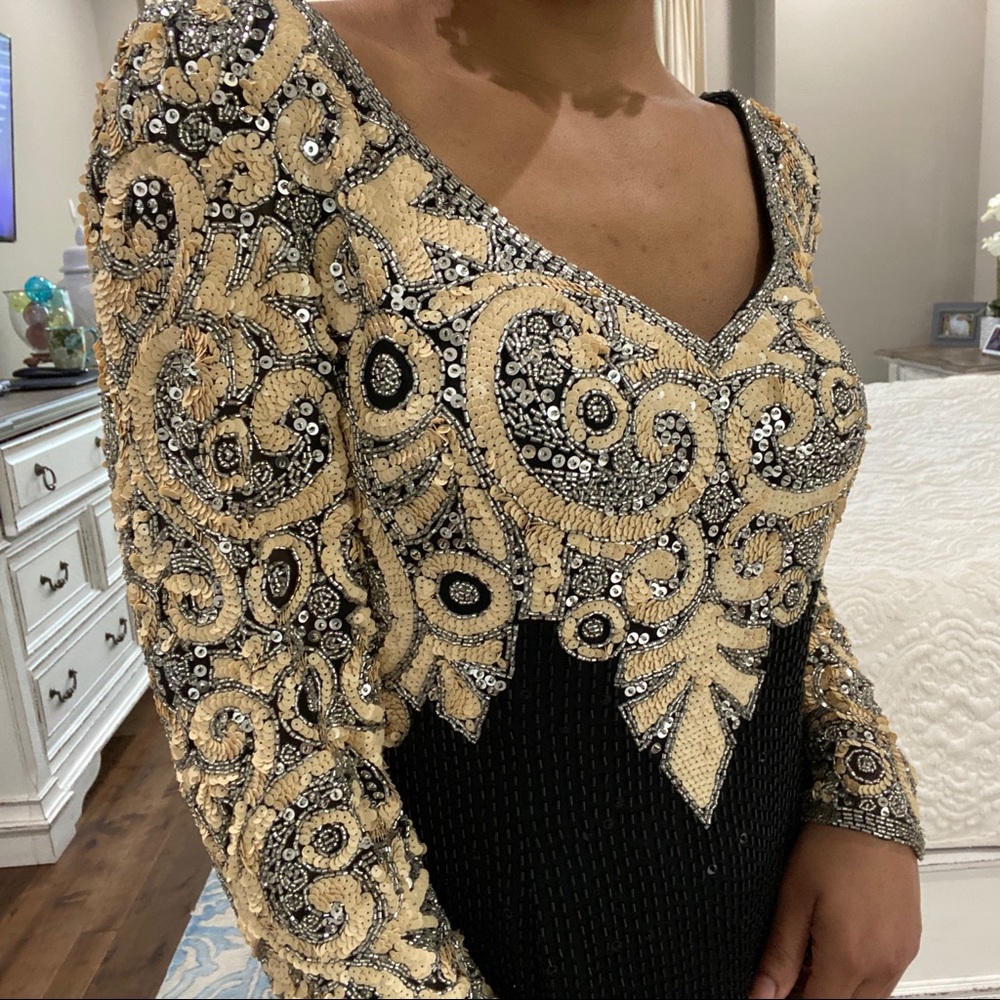 Fully beaded Vintage long-sleeve dress